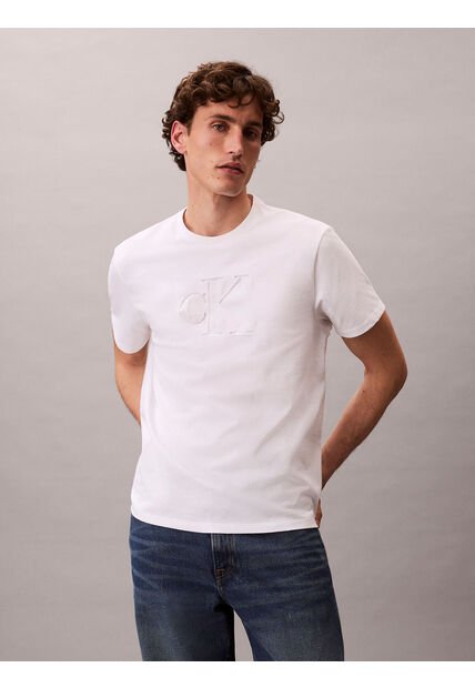 Camiseta Blanca Con Monograma Calvin Klein