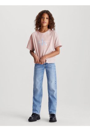 Camiseta Rosada Con Monograma Boxy Para Niña Calvin Klein