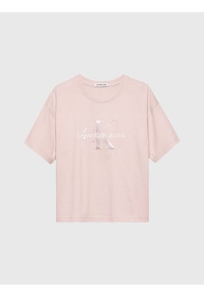Camiseta Rosada Con Monograma Boxy Para Niña Calvin Klein