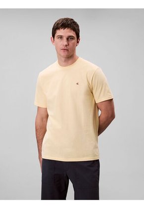 Camiseta Amarilla De Algodón Con Monograma Bordado Calvin Klein