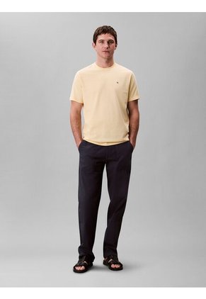 Camiseta Amarilla De Algodón Con Monograma Bordado Calvin Klein