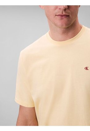 Camiseta Amarilla De Algodón Con Monograma Bordado Calvin Klein