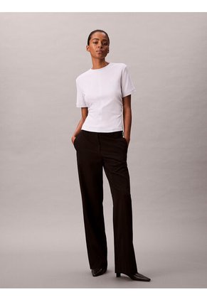 Camiseta Blanca De Manga Corta Con Logo Estampado Manuscrito Calvin Klein