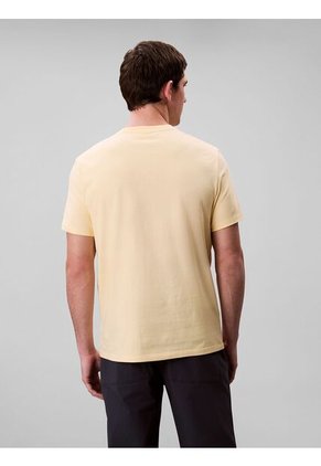 Camiseta Amarilla De Algodón Con Monograma Bordado Calvin Klein