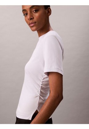 Camiseta Blanca De Manga Corta Con Logo Estampado Manuscrito Calvin Klein