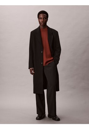 Saco Café De Tejido Boxy En Punto Técnico Con Cuello Semi Alto Calvin Klein