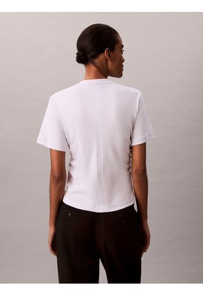Camiseta Blanca De Manga Corta Con Logo Estampado Manuscrito Calvin Klein