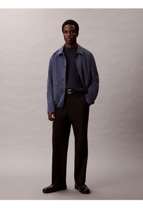 Saco Azul De Tejido Boxy En Punto Técnico Con Cuello Semi Alto Calvin Klein