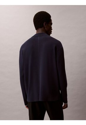 Saco Azul De Tejido Boxy En Punto Técnico Con Cuello Semi Alto Calvin Klein