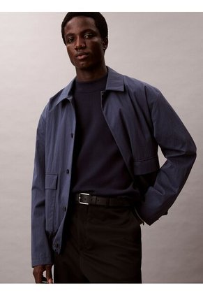 Saco Azul De Tejido Boxy En Punto Técnico Con Cuello Semi Alto Calvin Klein