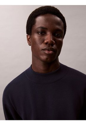 Saco Azul De Tejido Boxy En Punto Técnico Con Cuello Semi Alto Calvin Klein