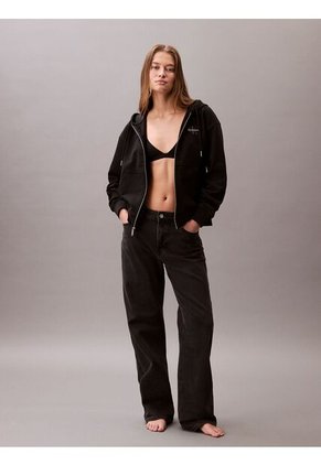 Buzo Negro Con Capota Y Cierre De Cremallera Calvin Klein