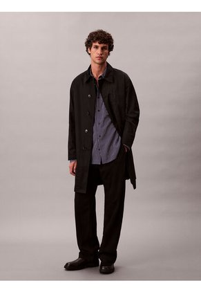 Camisa Azul Cómoda De Manga Larga Con Estampado De Rayas Calvin Klein