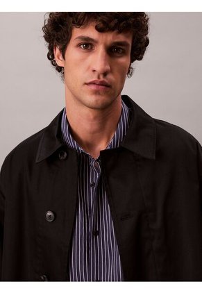 Camisa Azul Cómoda De Manga Larga Con Estampado De Rayas Calvin Klein