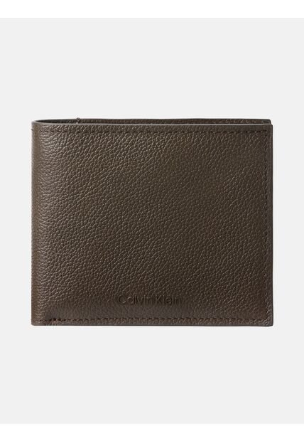 Billetera Chocolate De Cuero Con Compartimento Para Billetes Y Monedero Y RFID Calvin Klein