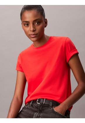 Camiseta Roja De Algodón Con Logo De Archivo Calvin Klein