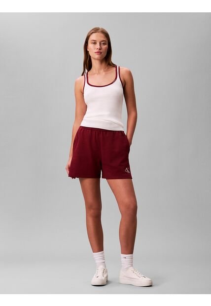 Pantalonetas Rojo De Felpa Francesa Con Logo Monograma Calvin Klein
