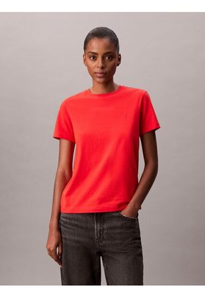 Camiseta Roja De Algodón Con Logo De Archivo Calvin Klein