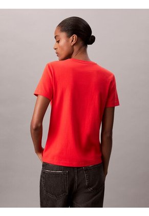 Camiseta Roja De Algodón Con Logo De Archivo Calvin Klein