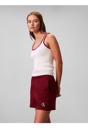 Pantalonetas Rojo De Felpa Francesa Con Logo Monograma Calvin Klein