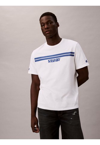 Camiseta Blanca De Rayas Con Logo Calvin Klein Calvin Klein
