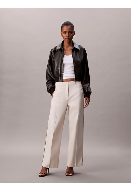 Pantalón Blanco De Sarga Con Franjas Estampadas Calvin Klein