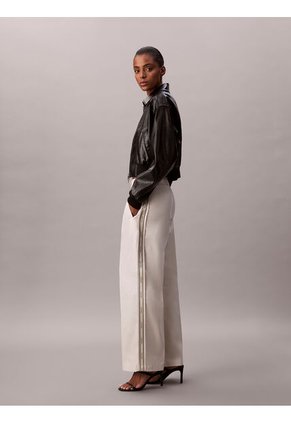 Pantalón Blanco De Sarga Con Franjas Estampadas Calvin Klein