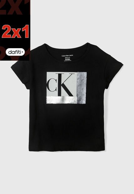 Camiseta Negro-Blanco-Plateado Calvin Klein
