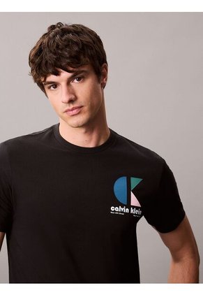 Camiseta Negra Con Monograma Gráfico Calvin Klein
