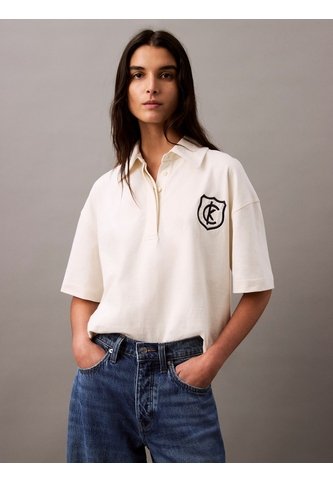 Polo Blanco De Punto De Algodón Con Logo Calvin Klein Calvin Klein