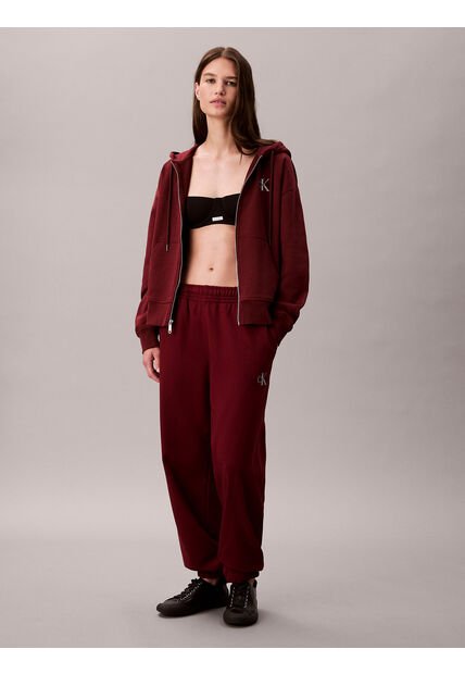 Jogger Rojo De Felpa Con Monograma Estampado Calvin Klein