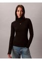 Camiseta Negra Manga Larga Con Cuello Tortuga Calvin Klein de Calvin Klein