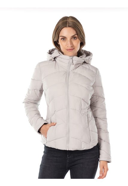 Chaqueta Manga Larga Con Distintivos De La Marca Mujer Gris