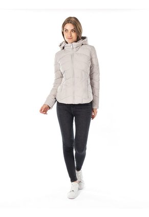 Chaqueta Manga Larga Con Distintivos De La Marca Mujer Gris