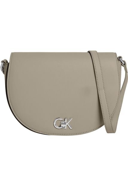 Bolso Beige Cruzado Con Broche Giratorio Calvin Klein