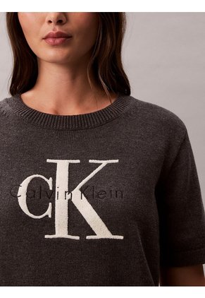 Saco Gris Tejido De Punto Cableado Calvin Klein