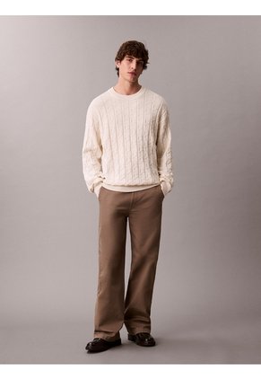 Saco Marfil Tejido De Algodón Con Cuello Redondo Calvin Klein