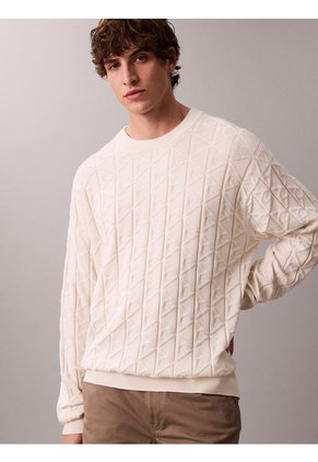 Saco Marfil Tejido De Algodón Con Cuello Redondo Calvin Klein