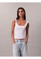 Camiseta Blanca De Tirantes Acanalada Con Monograma Calvin Klein de Calvin Klein