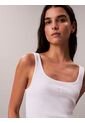 Camiseta Blanca De Tirantes Acanalada Con Monograma Calvin Klein de Calvin Klein