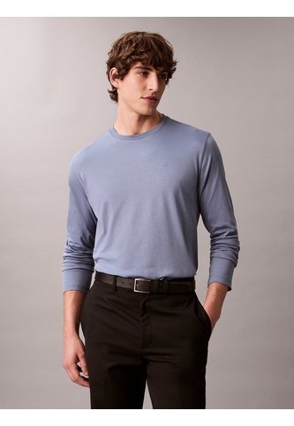 Camiseta Azul Manga Larga De Algodón Supima Interlock Calvin Klein Calvin Klein