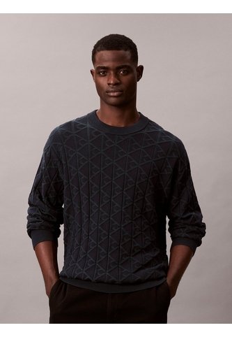 Saco Negro Tejido De Algodón Con Cuello Redondo Calvin Klein Calvin Klein