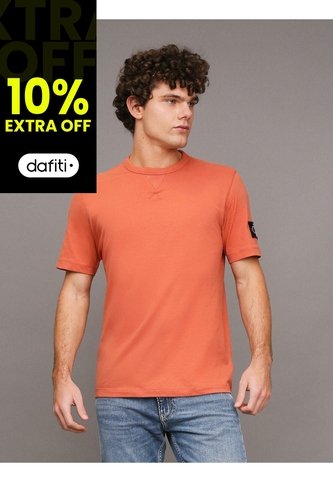 Camiseta Naranja De Algodón Con Insignia Calvin Klein Calvin Klein