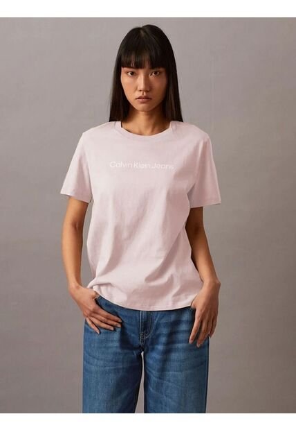 Camiseta Beige Con Logo Calvin Klein