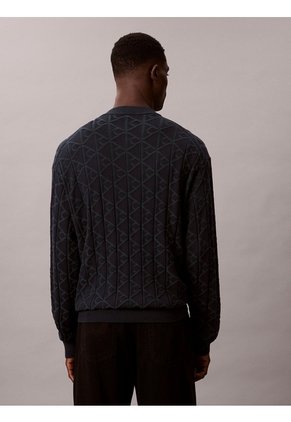 Saco Negro Tejido De Algodón Con Cuello Redondo Calvin Klein