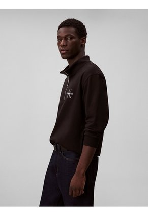Saco Negro Con Cuello Semi Alto Y Cierre De Cremallera Calvin Klein