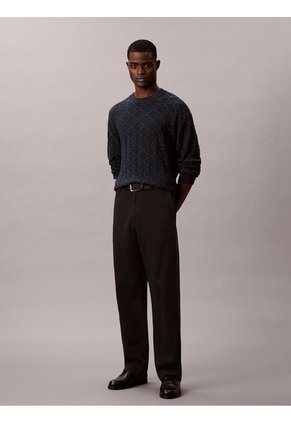 Saco Negro Tejido De Algodón Con Cuello Redondo Calvin Klein