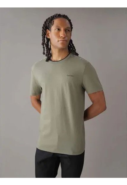 Camiseta Verde Manga Corta Con Cinta Distintiva En Los Hombros Calvin Klein