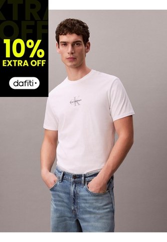 Camiseta Blanca Con Gráfico Estampado Micro Monologo Calvin Klein Calvin Klein