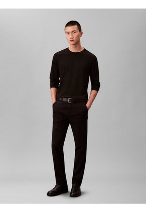 Camiseta Negra Manga Larga De Algodón Supima Interlock Calvin Klein